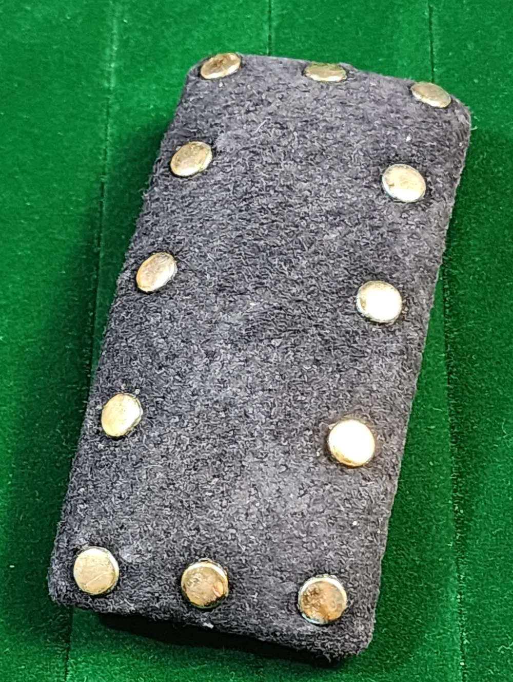 Vintage Black Suede Hair Barrette with Gold Studs